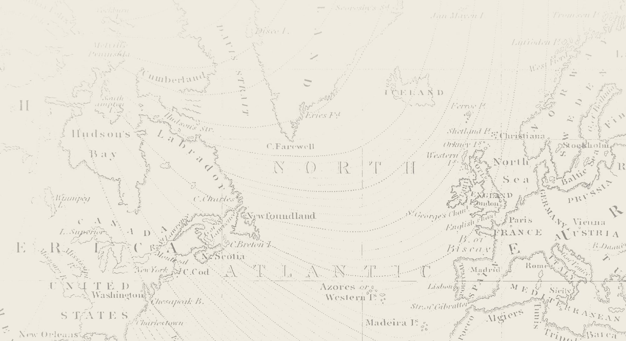 old map of the north atlantic